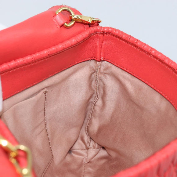 Miu Miu Matelassé Umhängetasche Leder 2way Rot Gold Auth LNZ743V