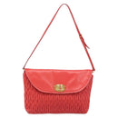 Miu Miu Matelassé Umhängetasche Leder 2way Rot Gold Auth LNZ743V-13
