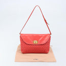 Miu Miu Matelassé Umhängetasche Leder 2way Rot Gold Auth LNZ743V-12