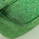 PRADA Chain Shoulder Bag Canvas Green Gold Auth LNZ744V-15