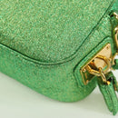 PRADA Chain Shoulder Bag Canvas Green Gold Auth LNZ744V-16