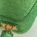 PRADA Chain Shoulder Bag Canvas Green Gold Auth LNZ744V-17