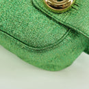 PRADA Chain Shoulder Bag Canvas Green Gold Auth LNZ744V-8
