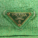 PRADA Chain Shoulder Bag Canvas Green Gold Auth LNZ744V-19