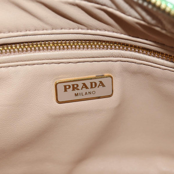 PRADA Chain Shoulder Bag Canvas Green Gold Auth LNZ744V