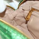 PRADA Chain Shoulder Bag Canvas Green Gold Auth LNZ744V-23