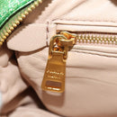 PRADA Chain Shoulder Bag Canvas Green Gold Auth LNZ744V-24