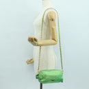 PRADA Chain Shoulder Bag Canvas Green Gold Auth LNZ744V-26