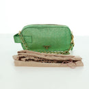 PRADA Chain Shoulder Bag Canvas Green Gold Auth LNZ744V-12