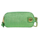PRADA Chain Shoulder Bag Canvas Green Gold Auth LNZ744V-2