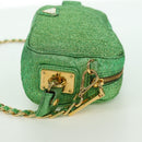 PRADA Chain Shoulder Bag Canvas Green Gold Auth LNZ744V-4