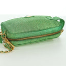 PRADA Chain Shoulder Bag Canvas Green Gold Auth LNZ744V-6