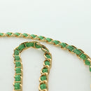 PRADA Chain Shoulder Bag Canvas Green Gold Auth LNZ744V-14