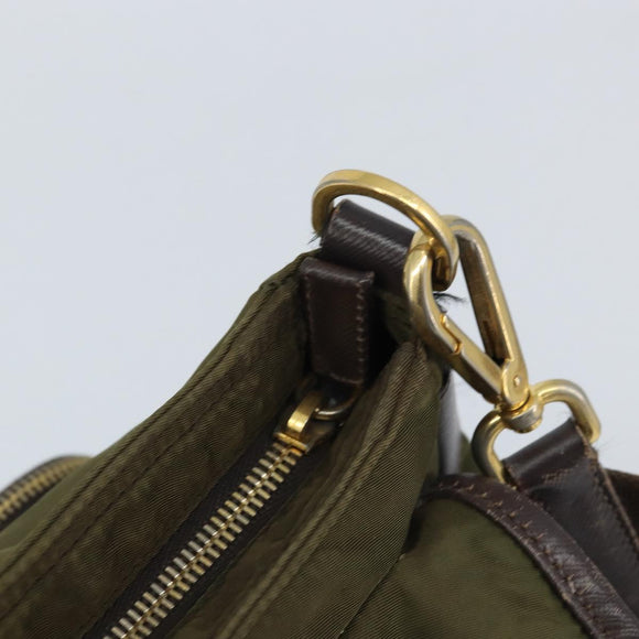 PRADA Shoulder Bag Nylon Khaki Gold Auth LNZ745