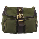 PRADA Shoulder Bag Nylon Khaki Gold Auth LNZ745-13