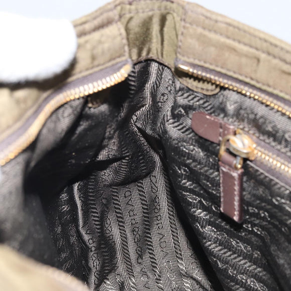 PRADA Shoulder Bag Nylon Khaki Gold Auth LNZ745