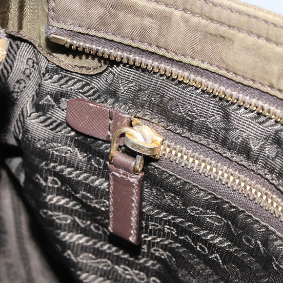 PRADA Shoulder Bag Nylon Khaki Gold Auth LNZ745