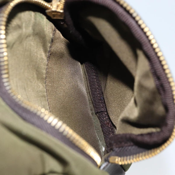 PRADA Shoulder Bag Nylon Khaki Gold Auth LNZ745