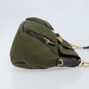 PRADA Shoulder Bag Nylon Khaki Gold Auth LNZ745-3