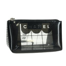 CHANEL Window Line Pouch Vinyl Clear Silver CC Auth LNZ748V-1