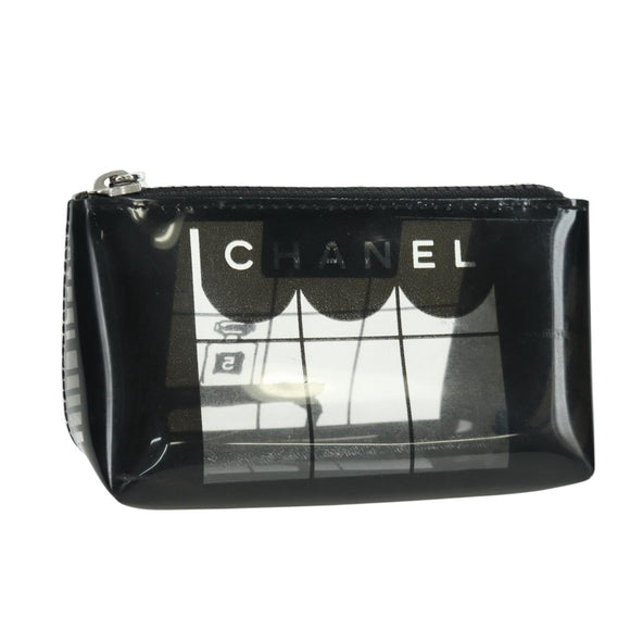 CHANEL Window Line Pouch Vinyl Clear Silver CC Auth LNZ748V