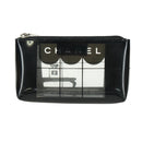 CHANEL Window Line Pouch Vinyl Clear Silver CC Auth LNZ748V-13