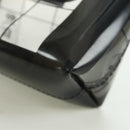 CHANEL Window Line Pouch Vinyl Clear Silver CC Auth LNZ748V-14