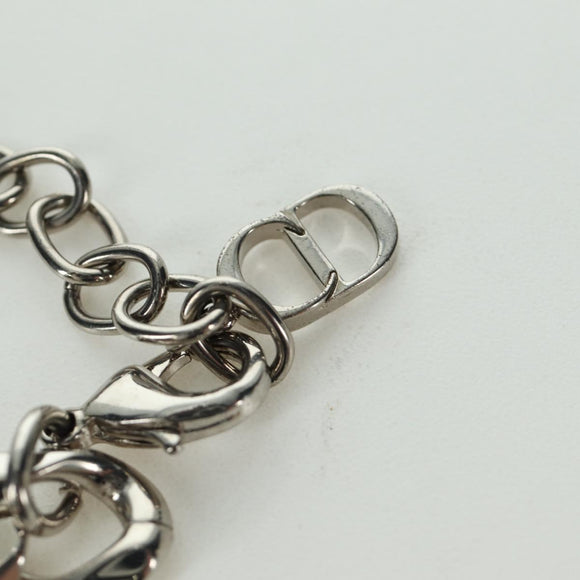 Christian Dior italic Necklace metal Silver Auth LNZ749M