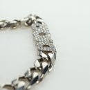 Christian Dior italic Necklace metal Silver Auth LNZ749M-13