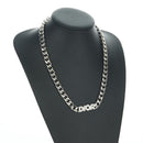 Christian Dior italic Necklace metal Silver Auth LNZ749M-16