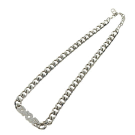 Christian Dior italic Necklace metal Silver Auth LNZ749M - 0