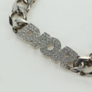 Christian Dior italic Necklace metal Silver Auth LNZ749M-3