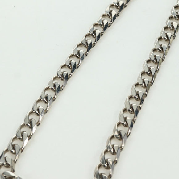 Christian Dior italic Necklace metal Silver Auth LNZ749M
