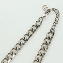 Christian Dior italic Necklace metal Silver Auth LNZ749M-5