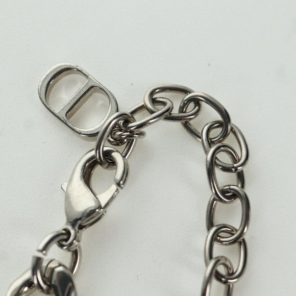 Christian Dior italic Necklace metal Silver Auth LNZ749M