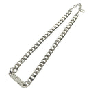 Christian Dior italic Necklace metal Silver Auth LNZ749M-7