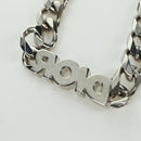 Christian Dior italic Necklace metal Silver Auth LNZ749M-8