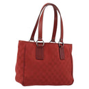 GUCCI GG Canvas Tote Bag Red Silver 113019 Auth LNZ757-1