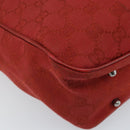 GUCCI GG Canvas Tote Bag Red Silver 113019 Auth LNZ757-14