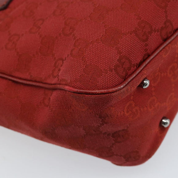GUCCI GG Canvas Tote Bag Red Silver 113019 Auth LNZ757