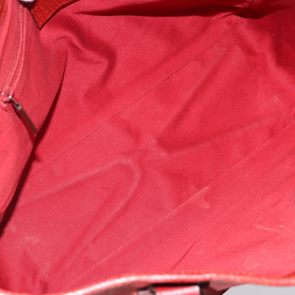 GUCCI GG Canvas Tote Bag Red Silver 113019 Auth LNZ757
