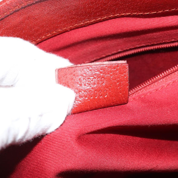 GUCCI GG Canvas Tote Bag Red Silver 113019 Auth LNZ757