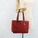 GUCCI GG Canvas Tote Bag Red Silver 113019 Auth LNZ757-22