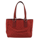 GUCCI GG Canvas Tote Bag Red Silver 113019 Auth LNZ757-2
