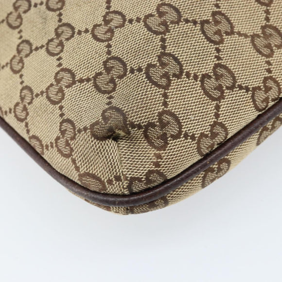 GUCCI GG Canvas Shoulder Bag Beige Silver 122793 Auth LNZ763