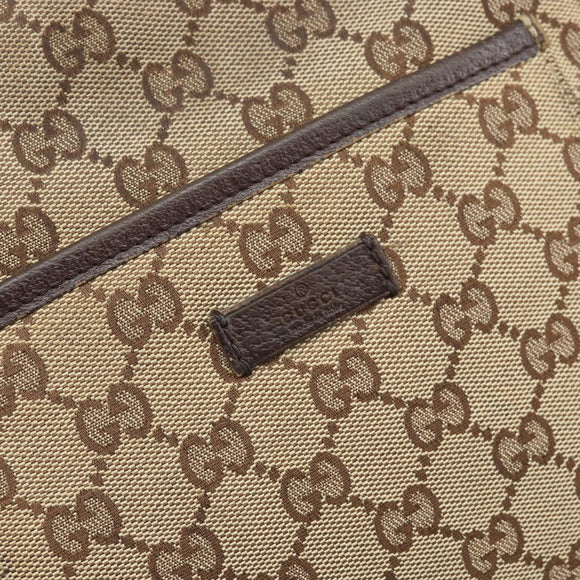 GUCCI GG Canvas Shoulder Bag Beige Silver 122793 Auth LNZ763