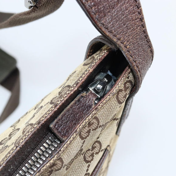 GUCCI GG Canvas Shoulder Bag Beige Silver 122793 Auth LNZ763
