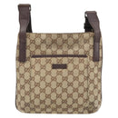 GUCCI GG Canvas Shoulder Bag Beige Silver 122793 Auth LNZ763-2