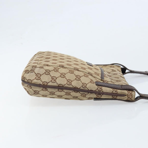 GUCCI GG Canvas Shoulder Bag Beige Silver 122793 Auth LNZ763