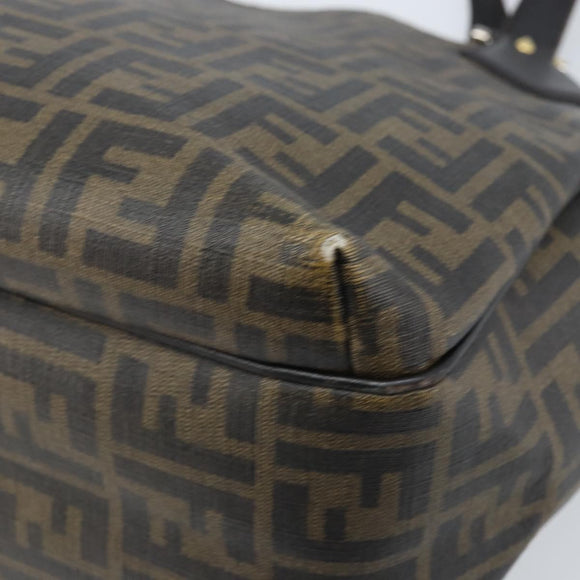FENDI Zucca Canvas Tote Bag PVC Black Brown Auth LNZ764